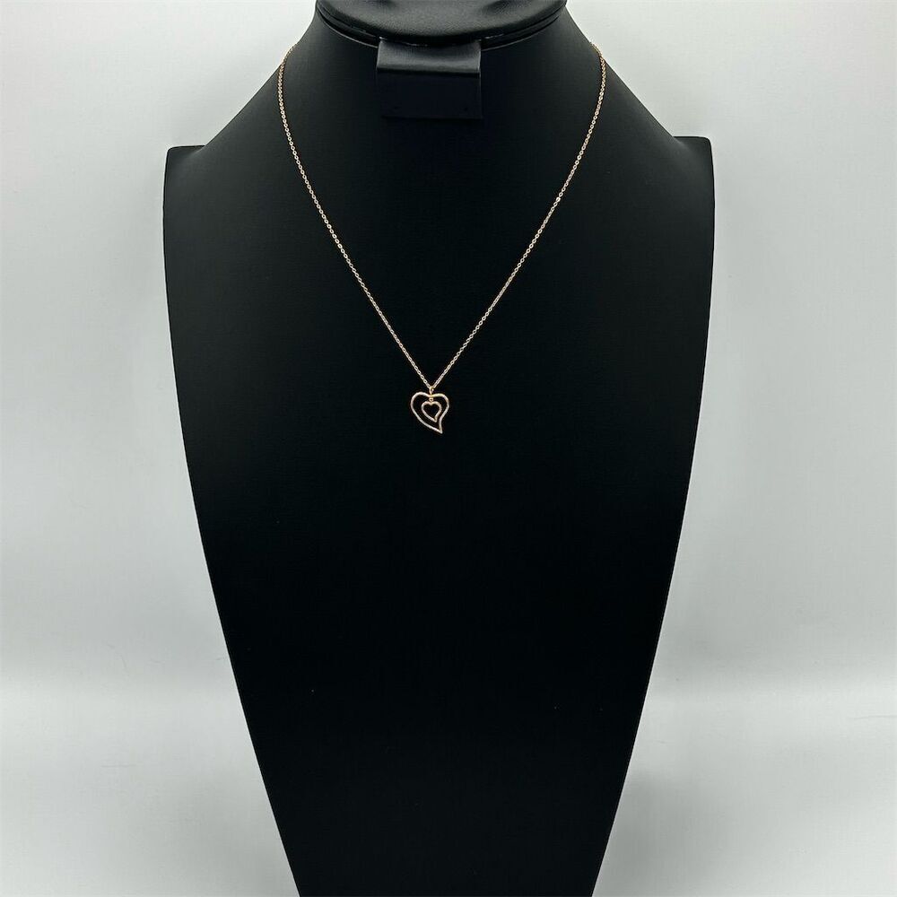 Gold Double Heart Pendant Necklace Elegant Love Theme